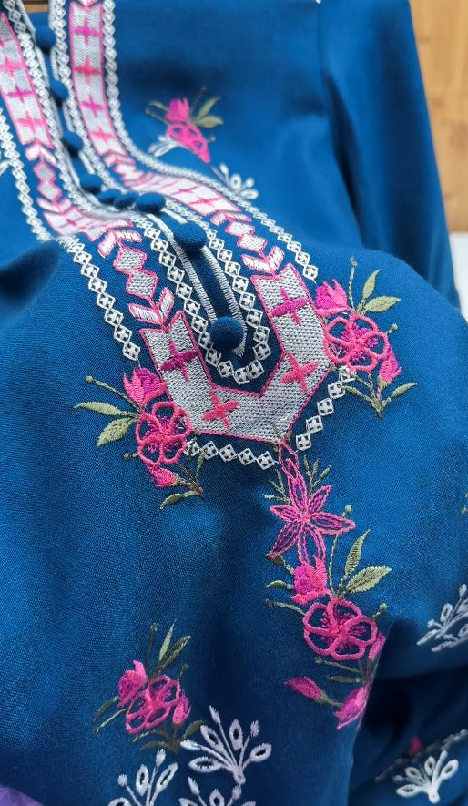 02-Piece Stitch & Unstitch Peach Whool Embroidered Suit